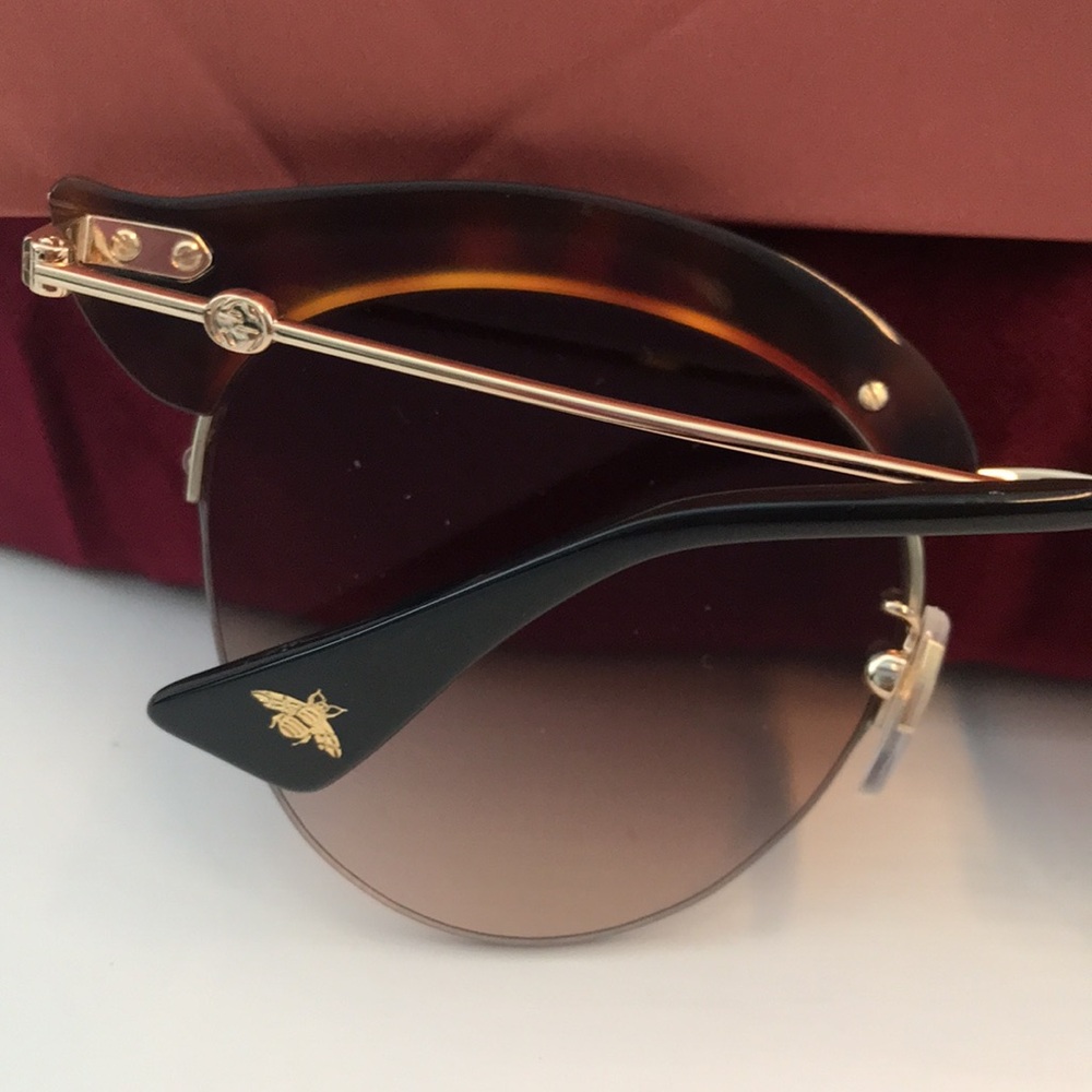 New Authentic Gucci Pearl-Embellished Sunglasses - Brown GG0212s 002 - Picture 9 of 12